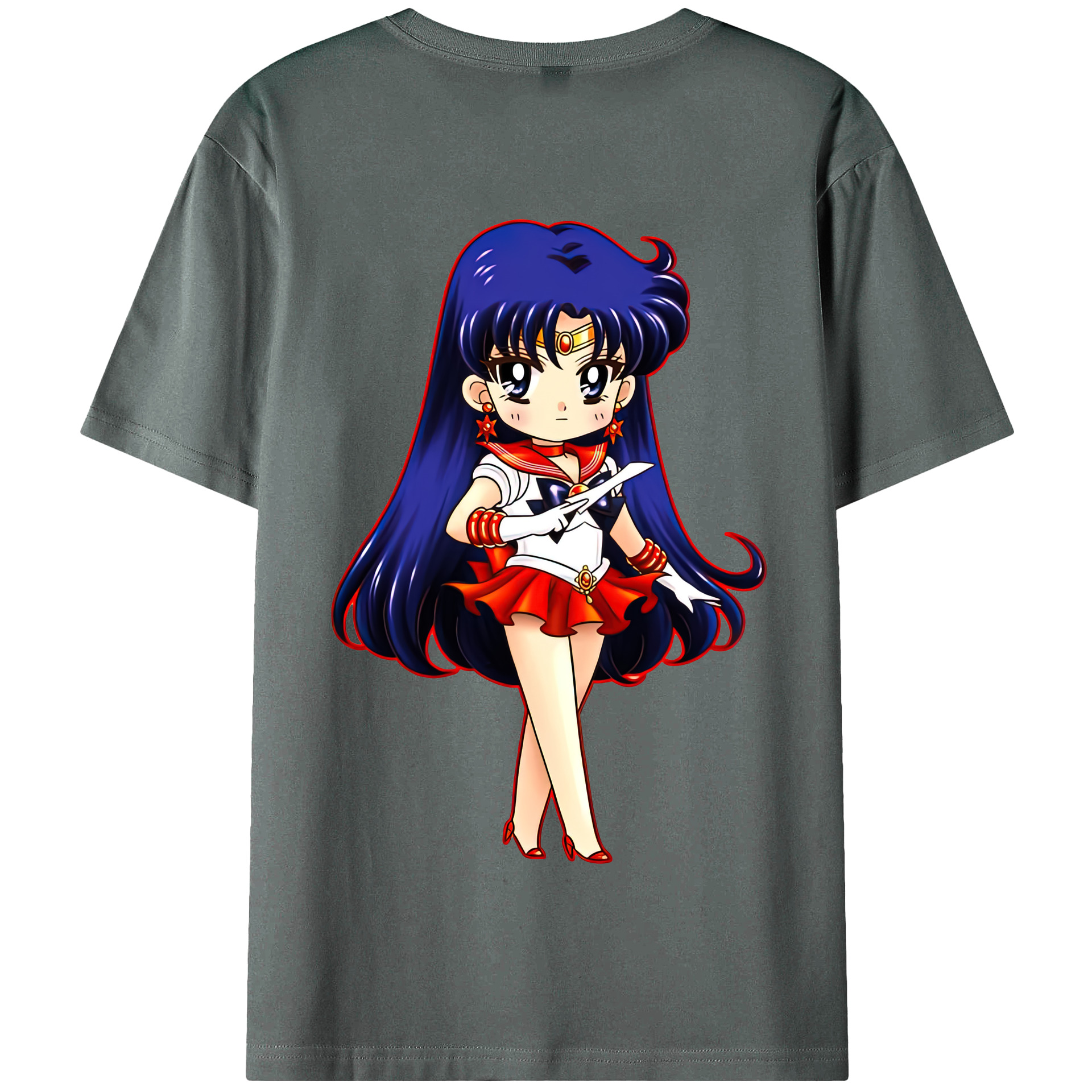 （画像用） 美少女戦士セーラームーン 火野レイ ひの レイ Sailor Moon Hino Rei （セーラーマーズ,Sailor Mars） 綿100％半袖Tシャツ（背面プリント）